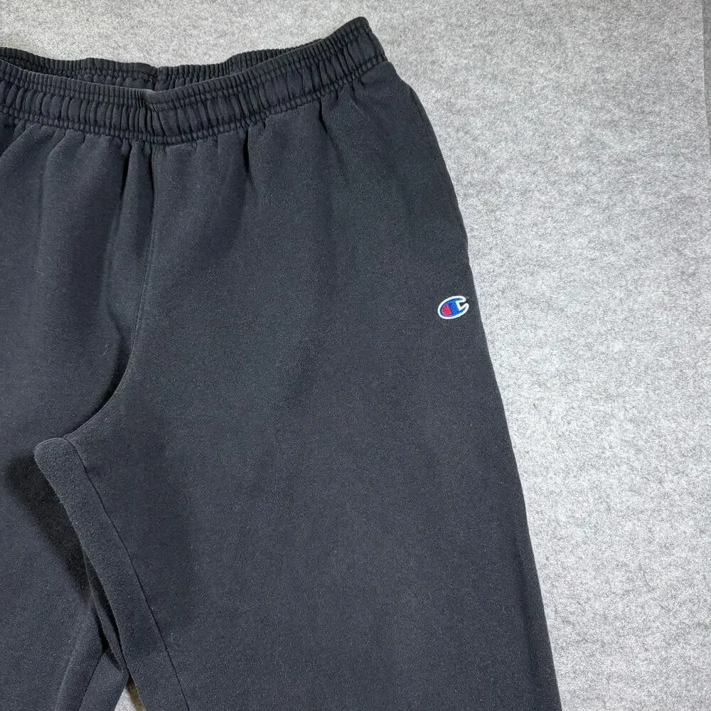 Champion Heavyweight Sweatpants Mens XL Black Embroidered Logo Lounge Drawstring